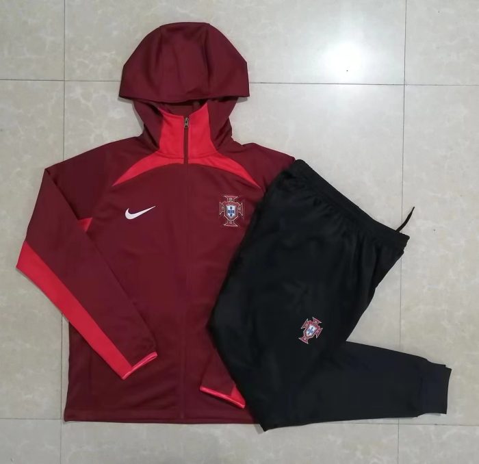 Portugal 22/23 Red Long Zip Jacket with Hood - 图片 9