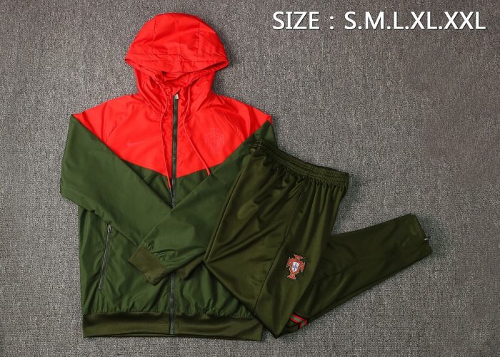 Portugal 21-22 Military Green Windbreaker (Red Upper) - 图片 3