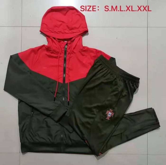 Portugal 21-22 Military Green Windbreaker (Red Upper) - 图片 9