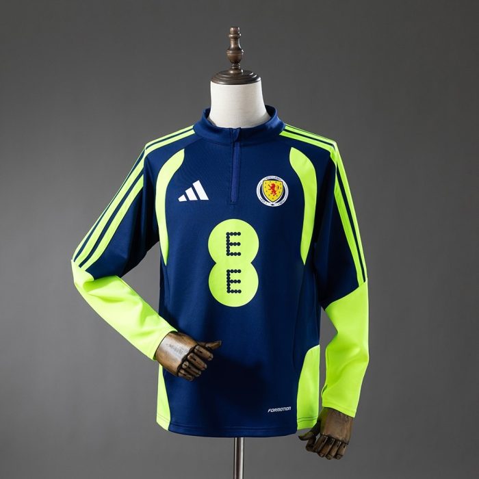 Scotland 2026 Training Top Navy Blue & Fluorescent Green - 图片 2