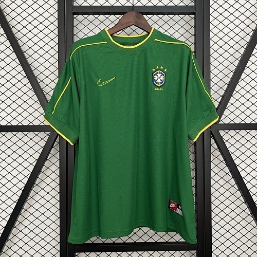 JER-8282_1 Brazil 1998 Goalkeeper Green Retro Jersey - 图片 1