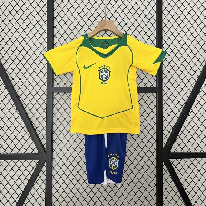 Brazil 2004 Home Kids Jersey - 图片 4