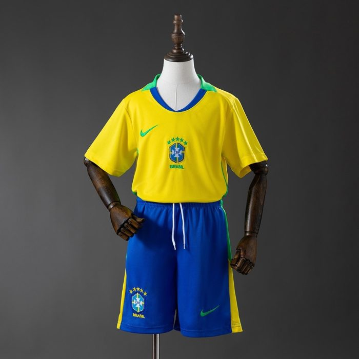 Brazil 2025 Home Kids Kit Jersey - 图片 3