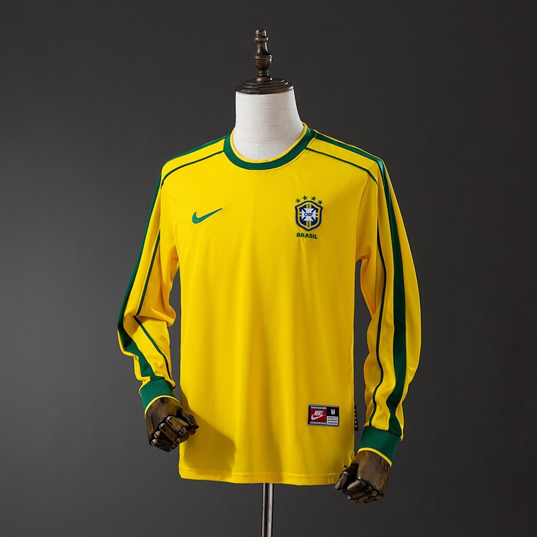 Brazil 1998 Home Retro Long Sleeve Jersey