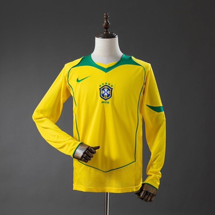 Brazil 2004 Home Long-Sleeved Retro Jersey - 图片 3