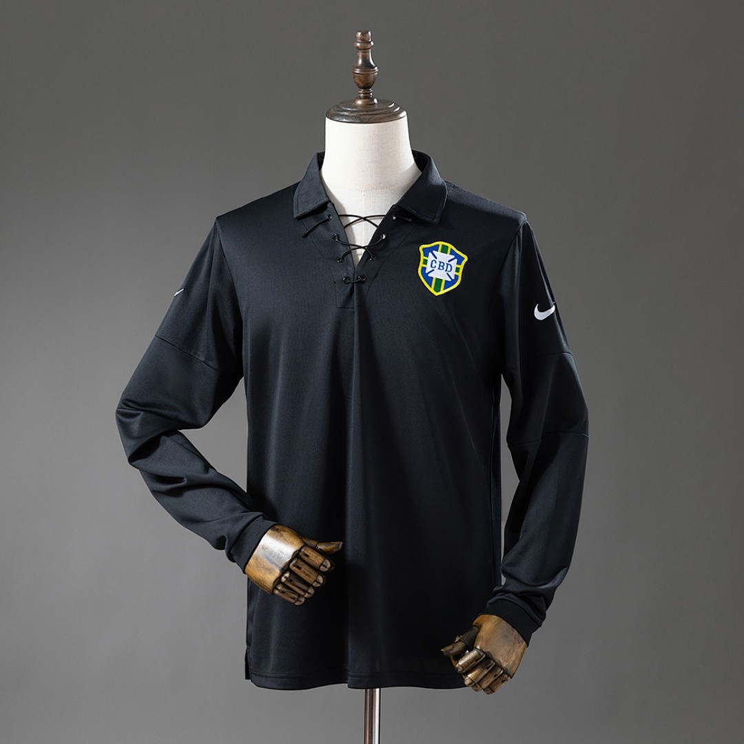 Brazil 2004 Special Edition Black Long Sleeve Retro Jersey