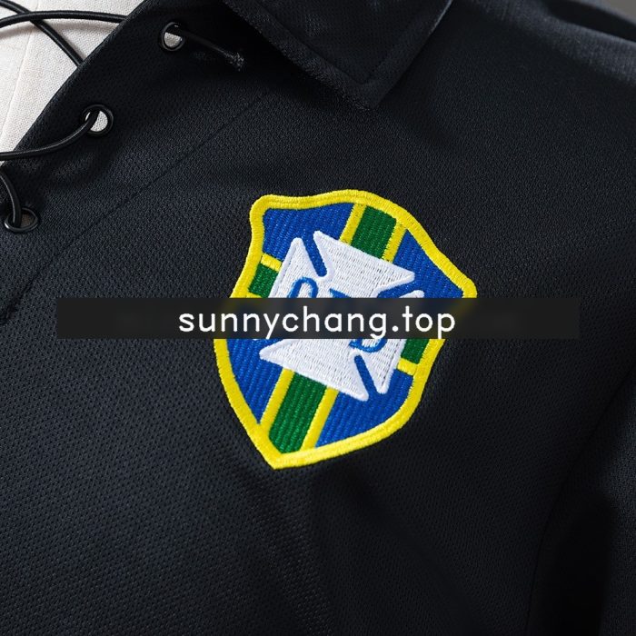 Brazil 2004 Special Edition Black Long Sleeve Retro Jersey - 图片 4