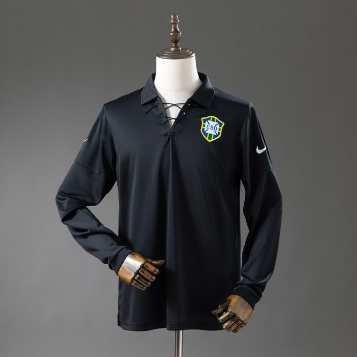 Brazil 2004 Special Edition Black Long Sleeve Retro Jersey - 图片 7