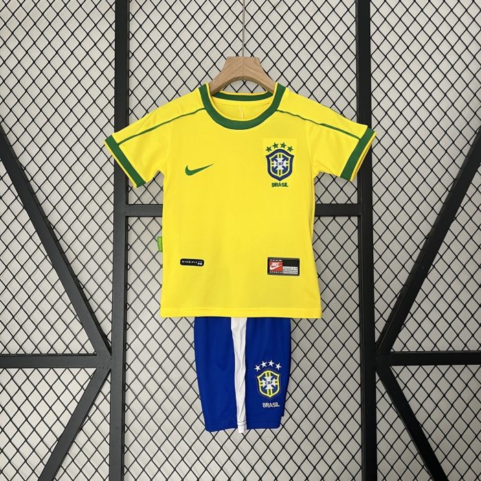 Brazil 1998 Home Kids Jersey - 图片 2