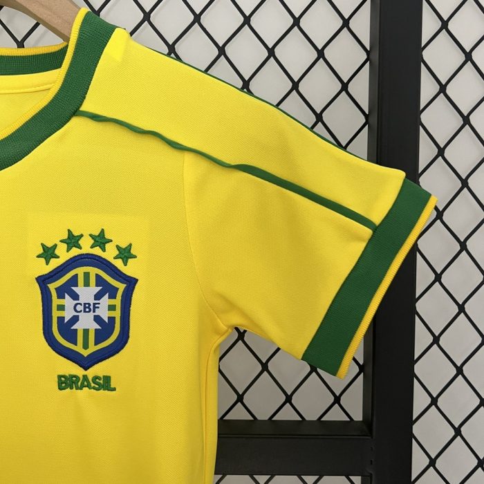 Brazil 1998 Home Kids Jersey - 图片 3