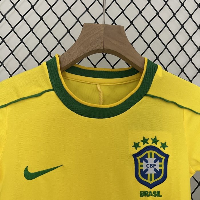 Brazil 1998 Home Kids Jersey - 图片 4