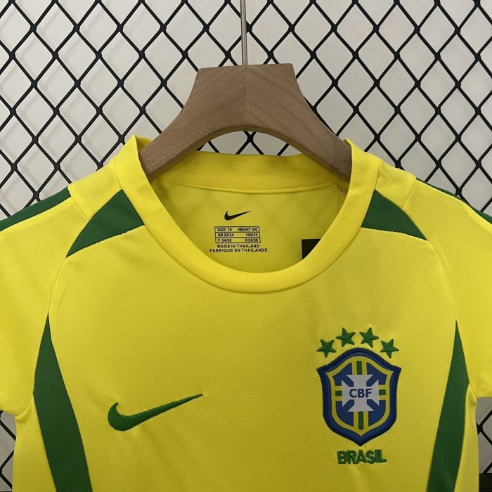 Brazil 2002 Home Kids Jersey - 图片 4