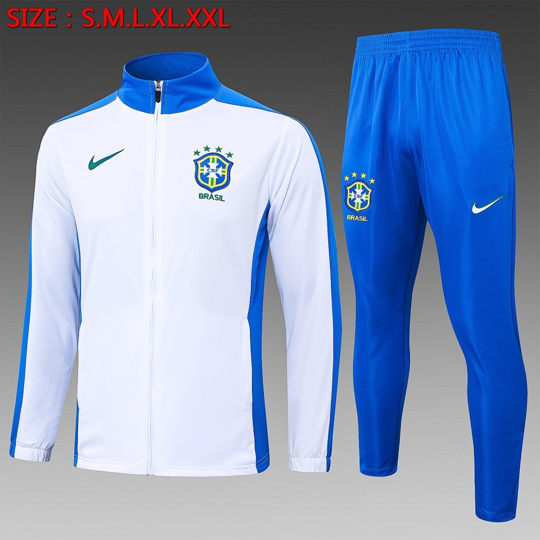 Brazil 24/25 White Long Zip Jacket