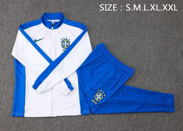 Brazil 24/25 White Long Zip Jacket - 图片 2