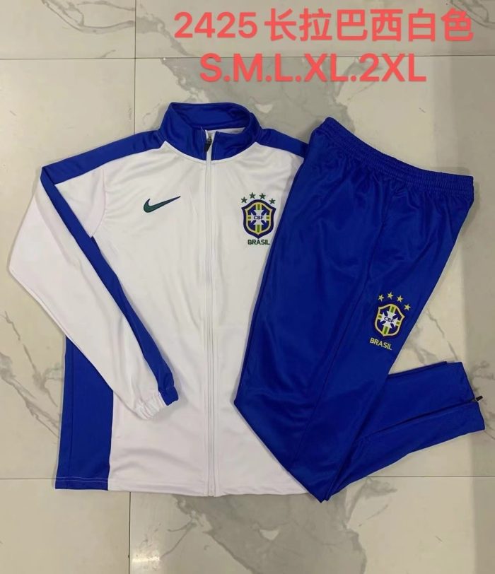 Brazil 24/25 White Long Zip Jacket - 图片 9