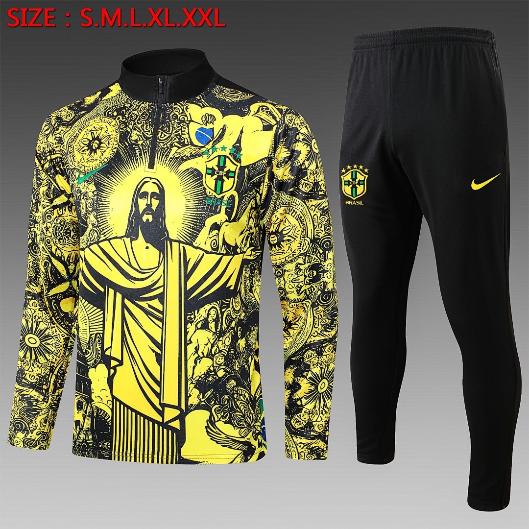 Brazil 24/25 Yellow Splatter Half-Zip Jacket