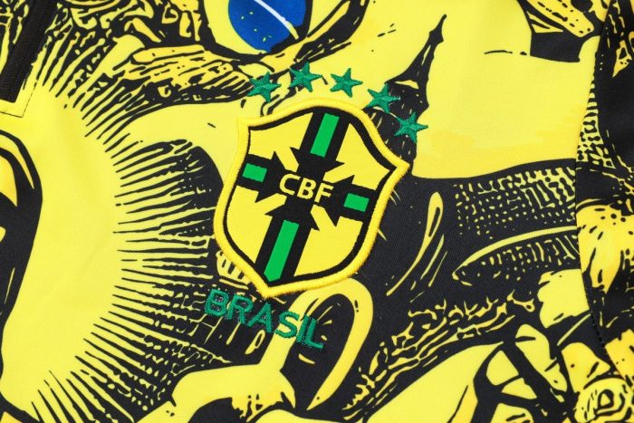 Brazil 24/25 Yellow Splatter Half-Zip Jacket - 图片 5