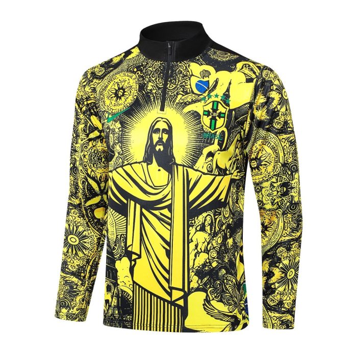 Brazil 24/25 Yellow Splatter Half-Zip Jacket - 图片 8