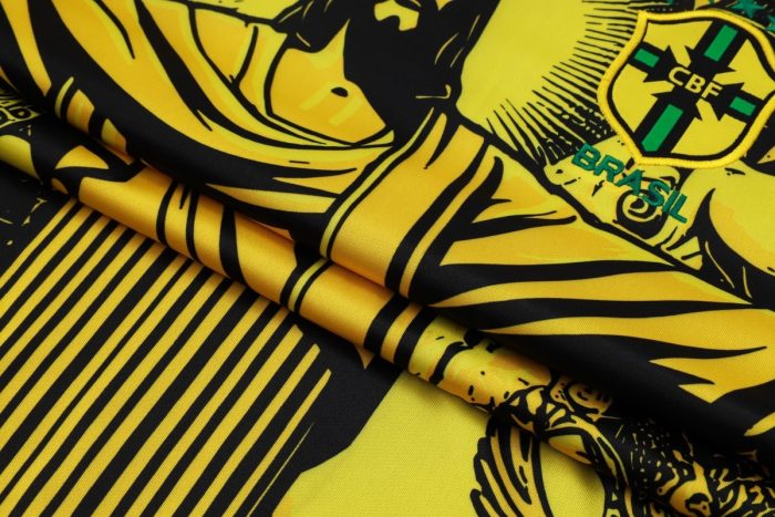 Brazil 24/25 Yellow Splash Print Short Sleeve Training Shirt - 图片 3