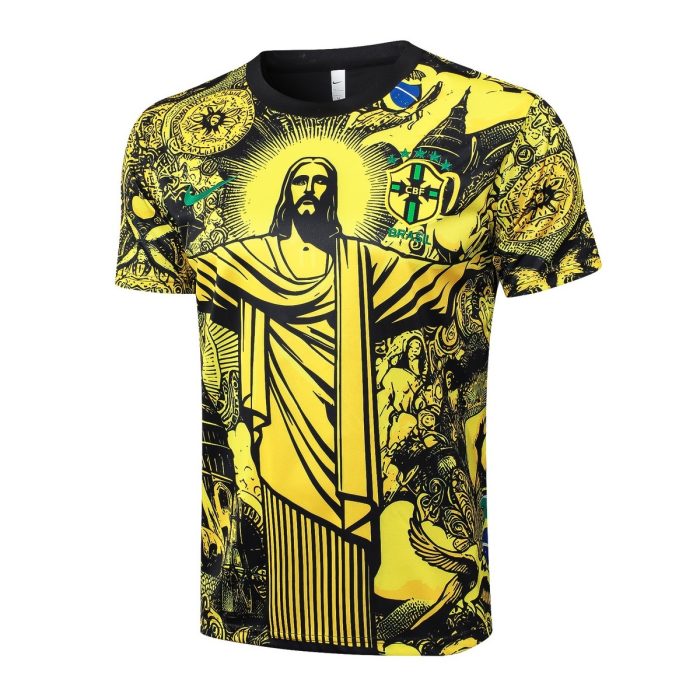Brazil 24/25 Yellow Splash Print Short Sleeve Training Shirt - 图片 8