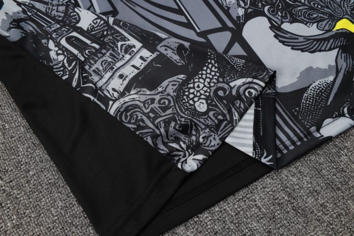 Brazil 24/25 Black Splatter Short Sleeve Training Shirt - 图片 4