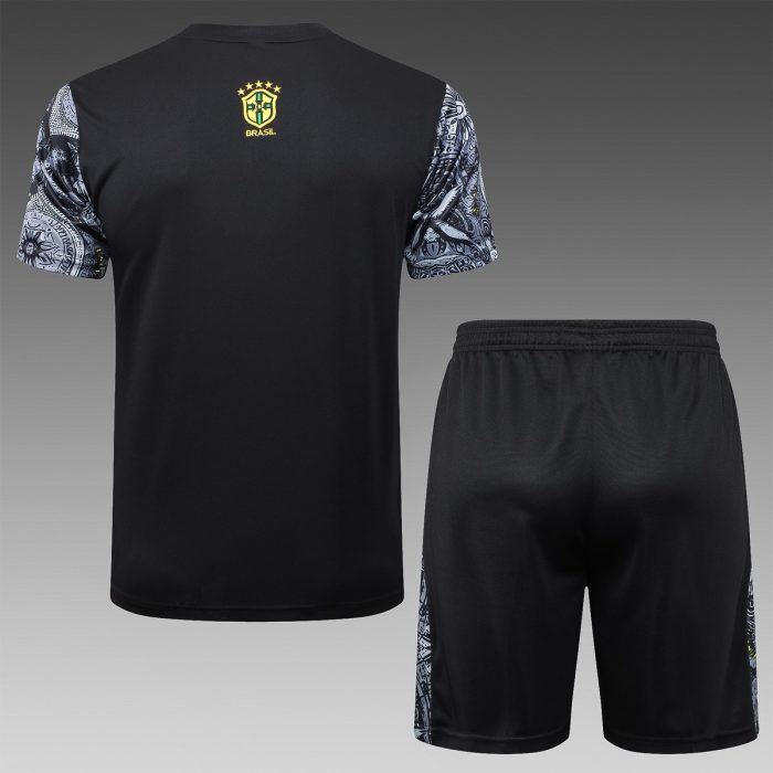 Brazil 24/25 Black Splatter Short Sleeve Training Shirt - 图片 6