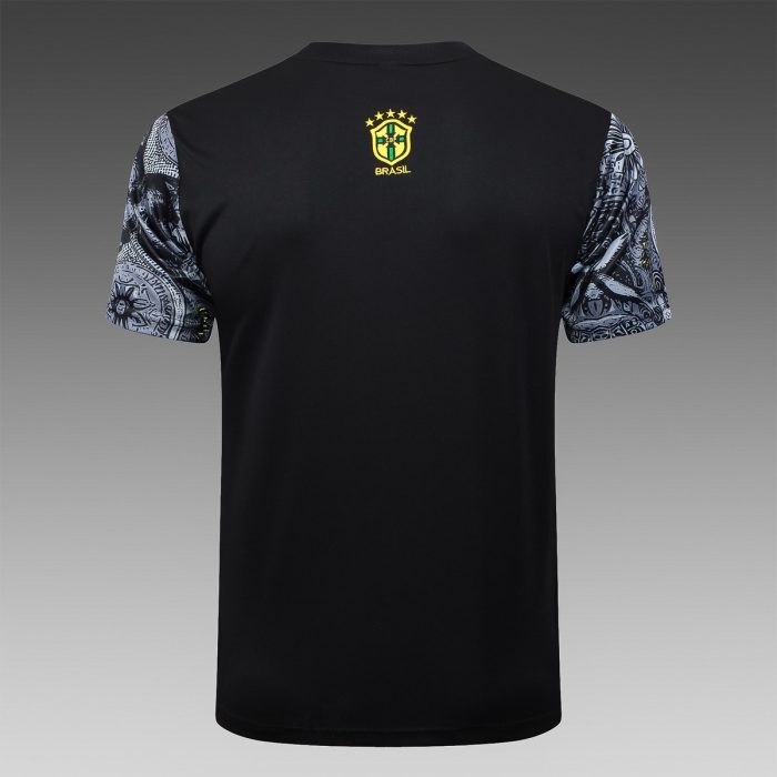 Brazil 24/25 Black Splatter Short Sleeve Training Shirt - 图片 7