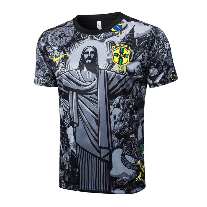 Brazil 24/25 Black Splatter Short Sleeve Training Shirt - 图片 8