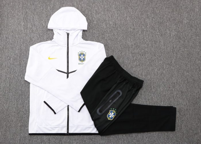 Brazil 22/23 White Long Zip Jacket - 图片 2