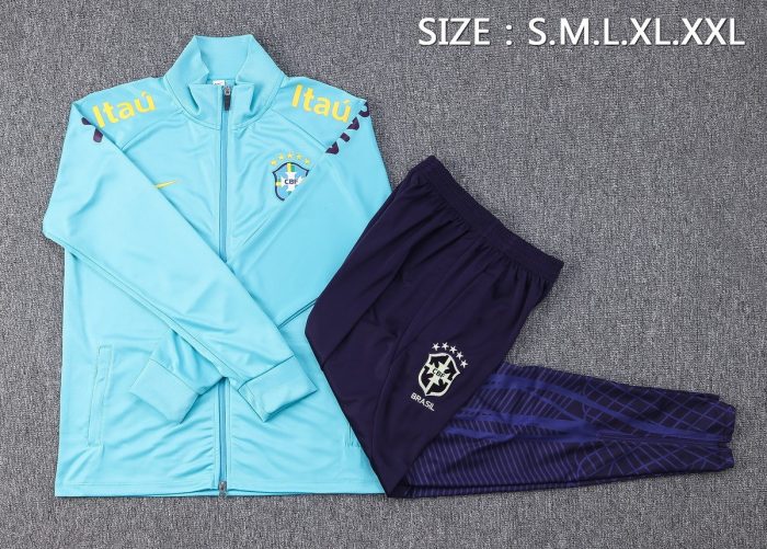 Brazil 22/23 Long Zip Jacket Light Blue - 图片 2