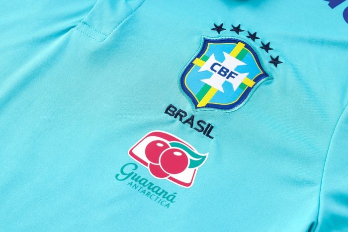 Brazil 22/23 Polo Shirt Light Blue with Black Collar - 图片 5