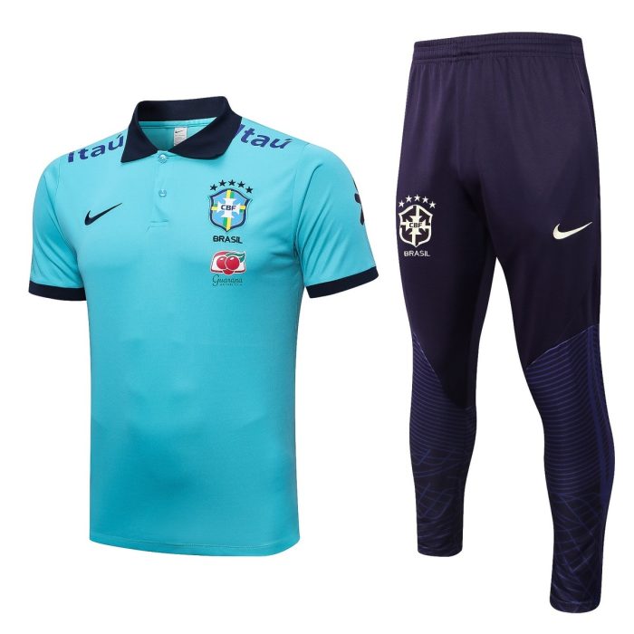 Brazil 22/23 Polo Shirt Light Blue with Black Collar - 图片 8