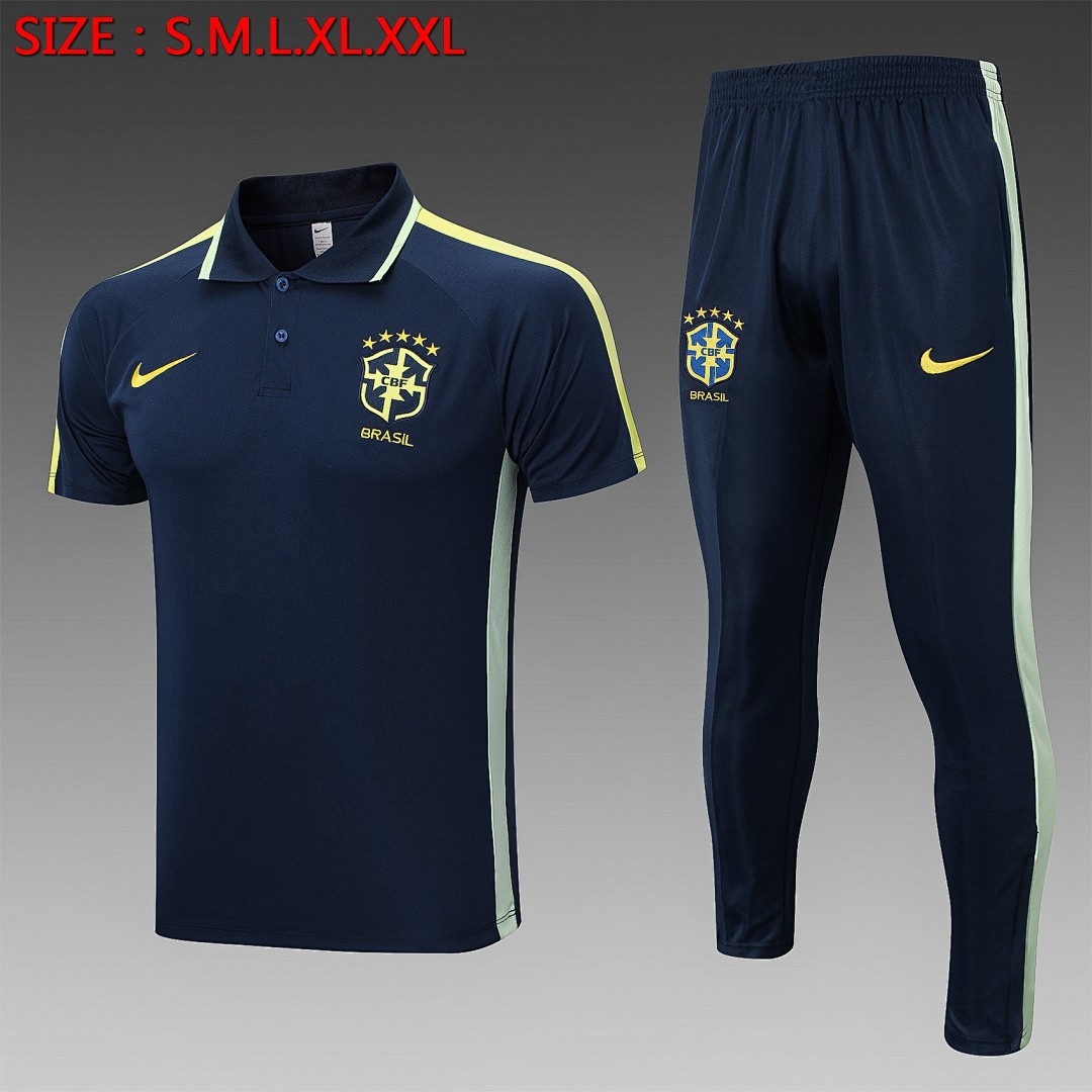 Brazil 22/23 Polo Shirt Navy Blue
