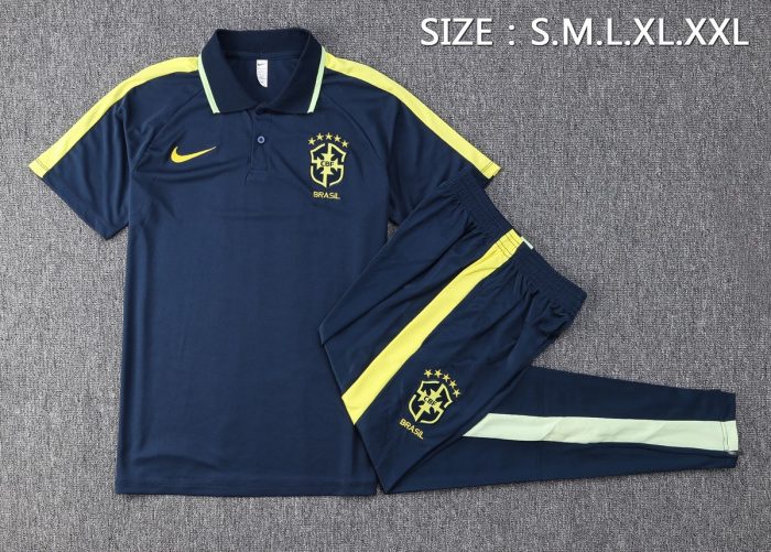 Brazil 22/23 Polo Shirt Navy Blue - 图片 2