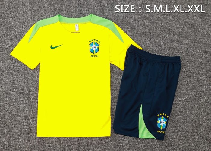 Brazil 24-25 Yellow Short Sleeve Training Shirt - 图片 2