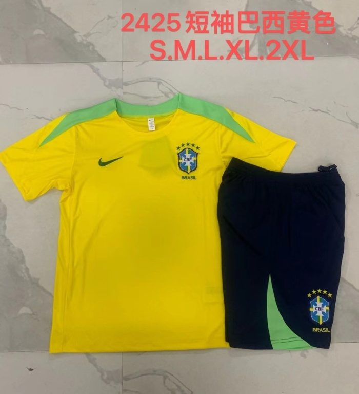 Brazil 24-25 Yellow Short Sleeve Training Shirt - 图片 9