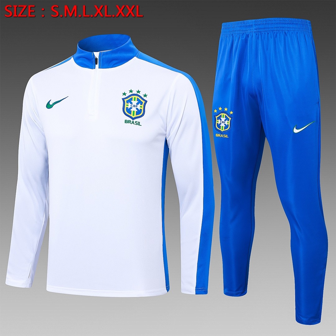 Brazil 24/25 White Half-Zip Jacket
