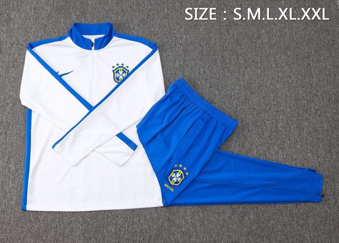 Brazil 24/25 White Half-Zip Jacket - 图片 2
