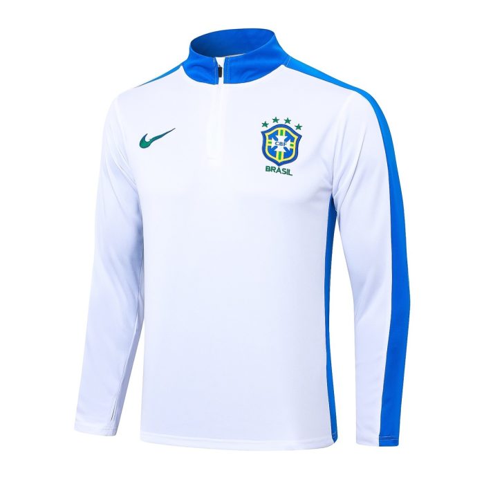 Brazil 24/25 White Half-Zip Jacket - 图片 8