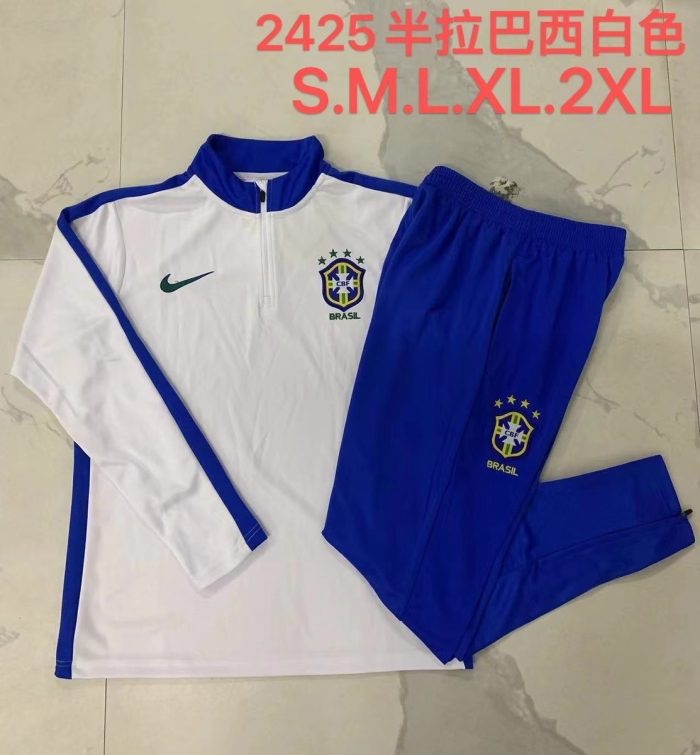 Brazil 24/25 White Half-Zip Jacket - 图片 9