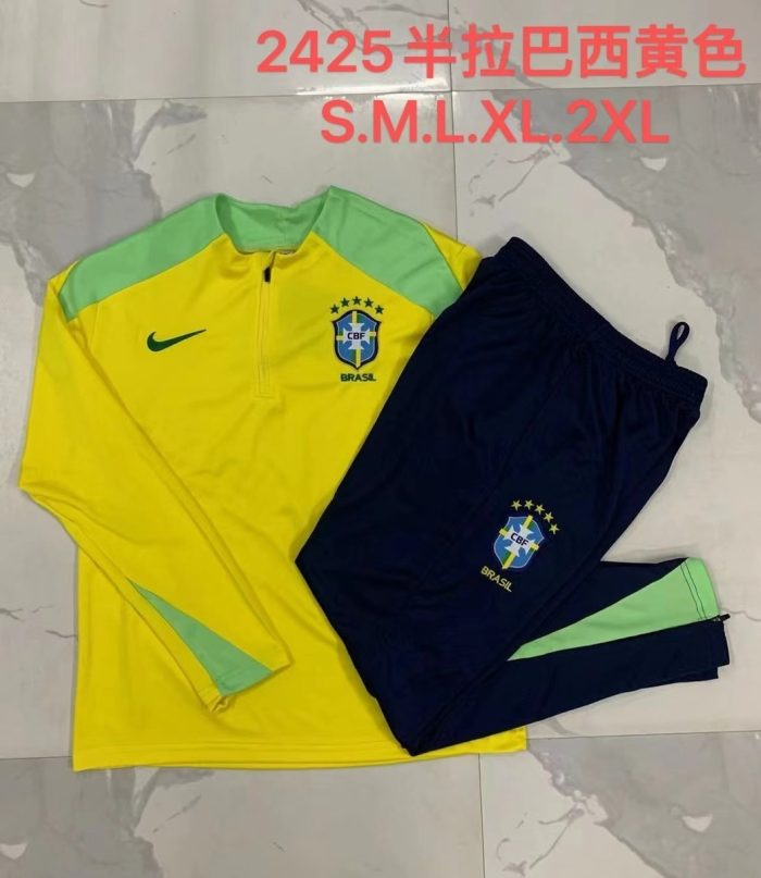 Brazil 24/25 Yellow Half-Zip Jacket - 图片 9