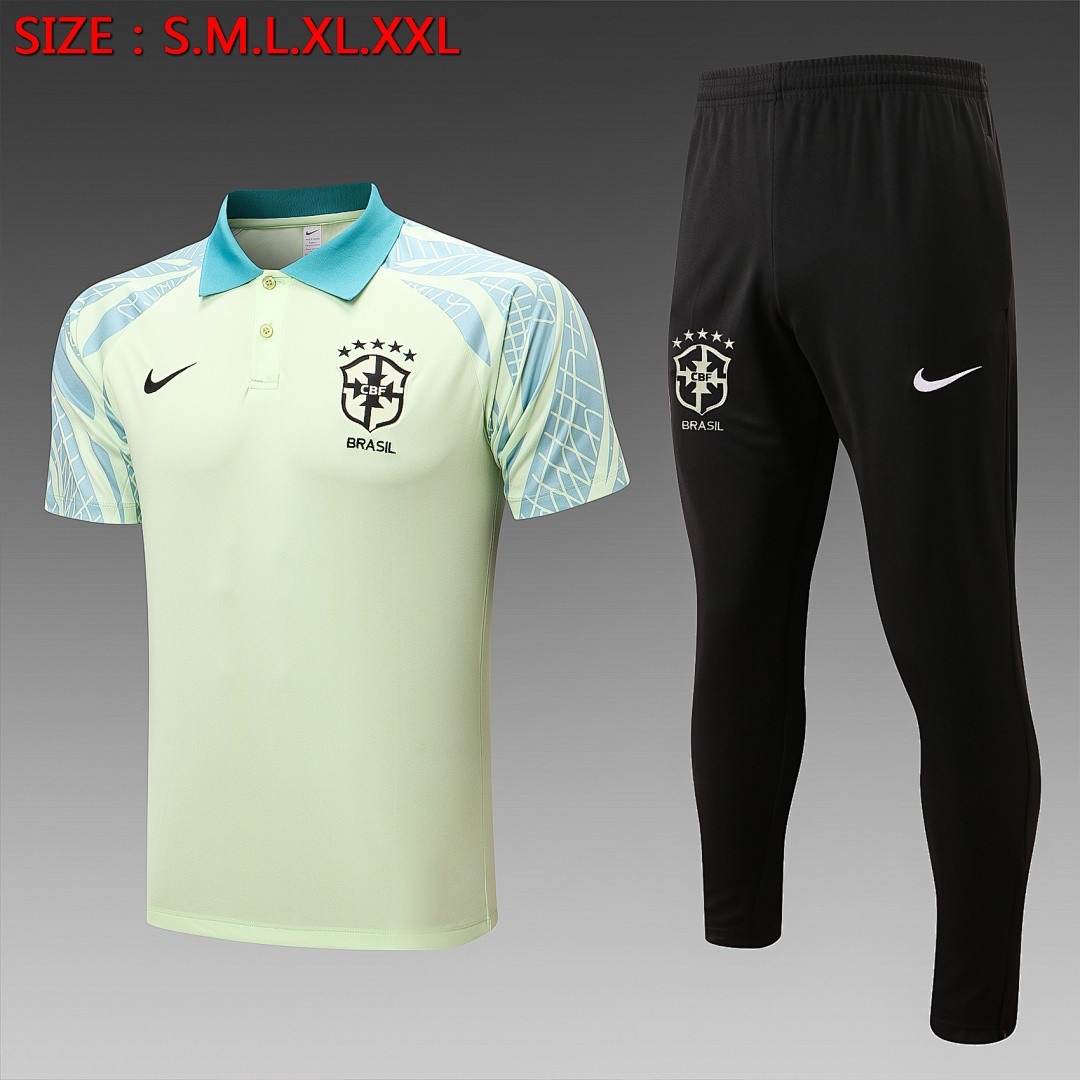 JER-8501_1 Brazil 22/23 Polo Shirt Green - 图片 1