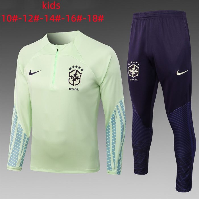 Brazil 22/23 Half-Zip Jacket Kids Green - 图片 2