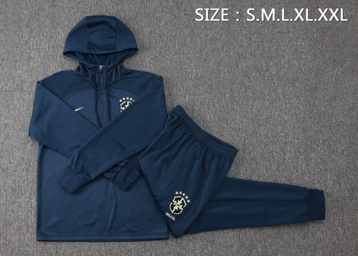 Brazil 23/24 Half-Zip Hoodie Blue - 图片 2