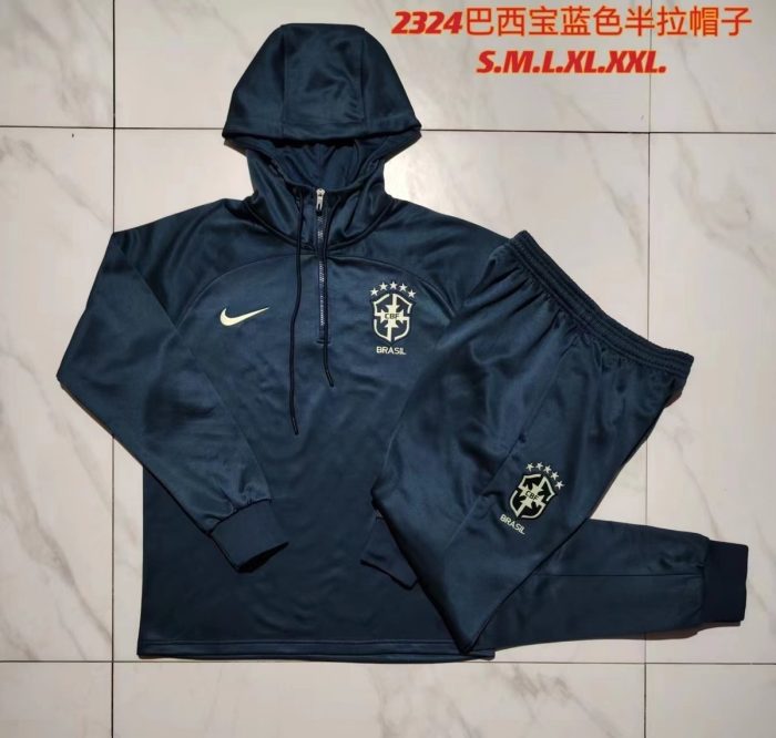 Brazil 23/24 Half-Zip Hoodie Blue - 图片 9