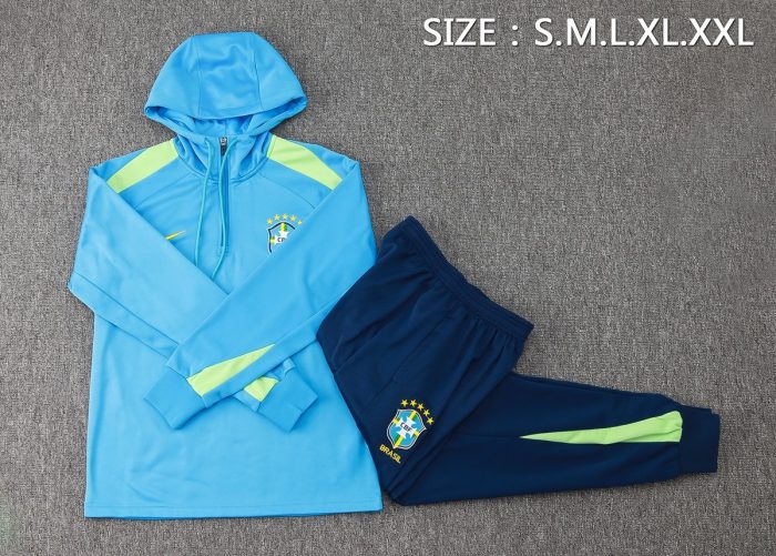 Brazil 24/25 Half-Zip Hoodie Blue - 图片 2