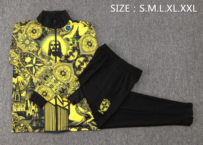 Brazil 24/25 Yellow Splatter Long Zip Jacket - 图片 2
