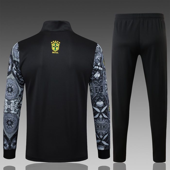 Brazil 24/25 Black Spray Print Long Zip Jacket - 图片 6
