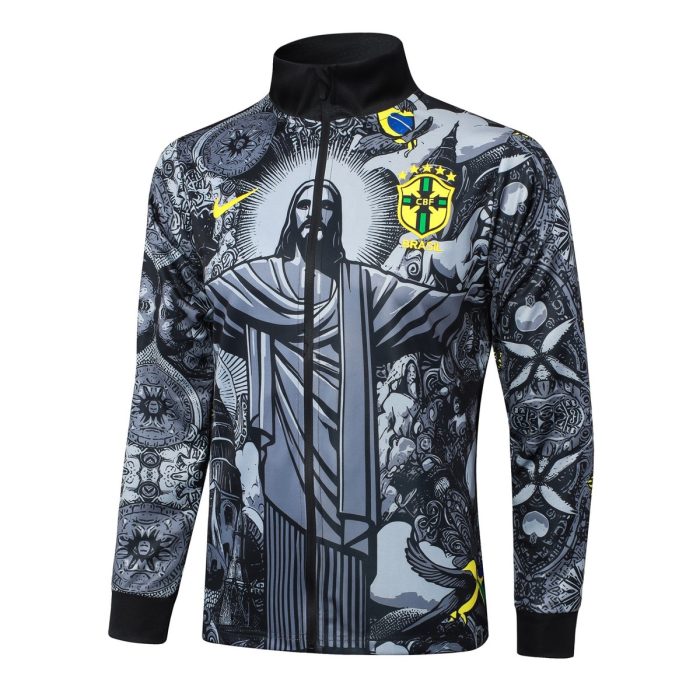 Brazil 24/25 Black Spray Print Long Zip Jacket - 图片 8