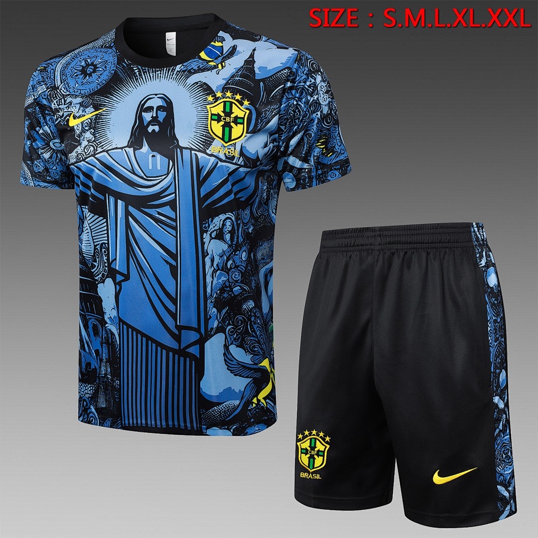 Brazil 24/25 Short Sleeve Grey Blue Splatter